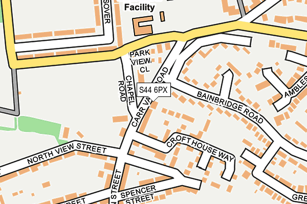 S44 6PX map - OS OpenMap – Local (Ordnance Survey)