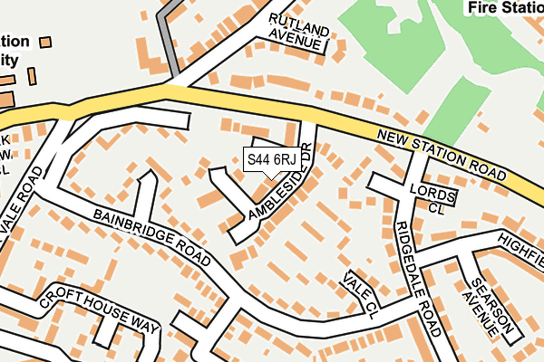 S44 6RJ map - OS OpenMap – Local (Ordnance Survey)