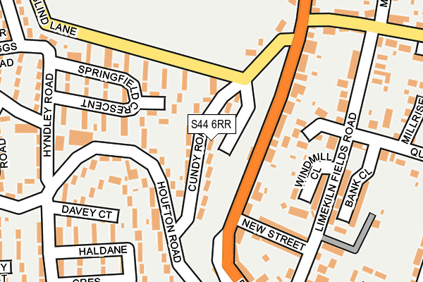 S44 6RR map - OS OpenMap – Local (Ordnance Survey)