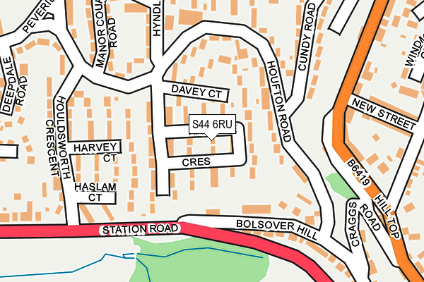 S44 6RU map - OS OpenMap – Local (Ordnance Survey)