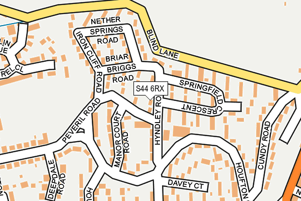 S44 6RX map - OS OpenMap – Local (Ordnance Survey)