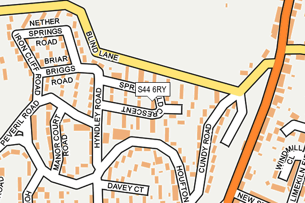 S44 6RY map - OS OpenMap – Local (Ordnance Survey)