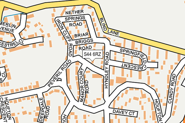 S44 6RZ map - OS OpenMap – Local (Ordnance Survey)