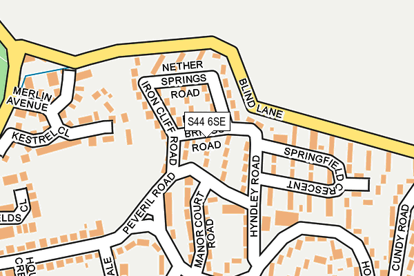 S44 6SE map - OS OpenMap – Local (Ordnance Survey)