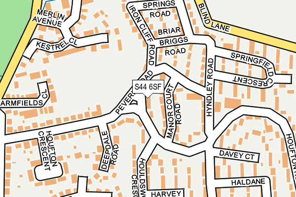 S44 6SF map - OS OpenMap – Local (Ordnance Survey)