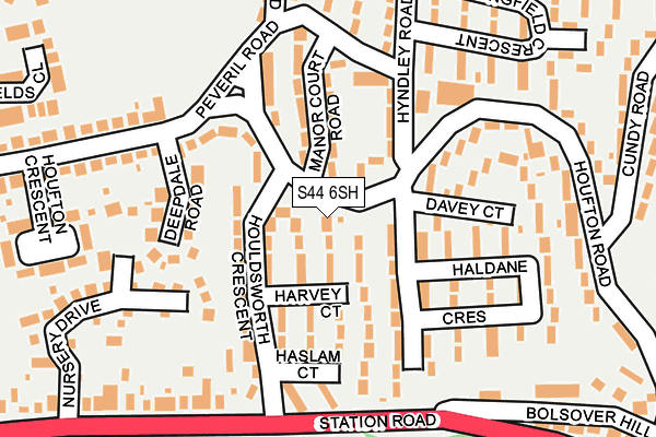 S44 6SH map - OS OpenMap – Local (Ordnance Survey)