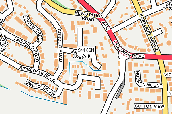 S44 6SN map - OS OpenMap – Local (Ordnance Survey)