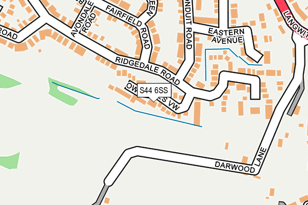 S44 6SS map - OS OpenMap – Local (Ordnance Survey)