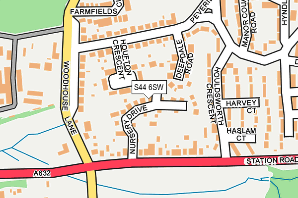 S44 6SW map - OS OpenMap – Local (Ordnance Survey)