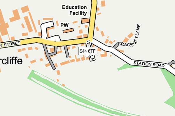 S44 6TF map - OS OpenMap – Local (Ordnance Survey)