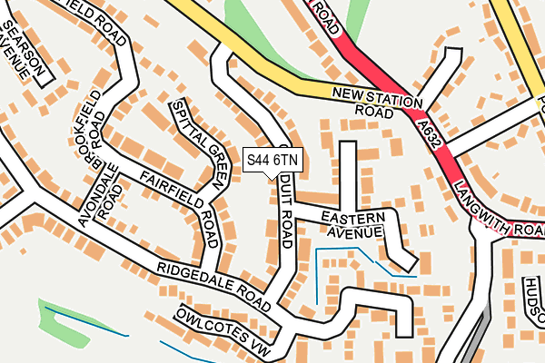 S44 6TN map - OS OpenMap – Local (Ordnance Survey)