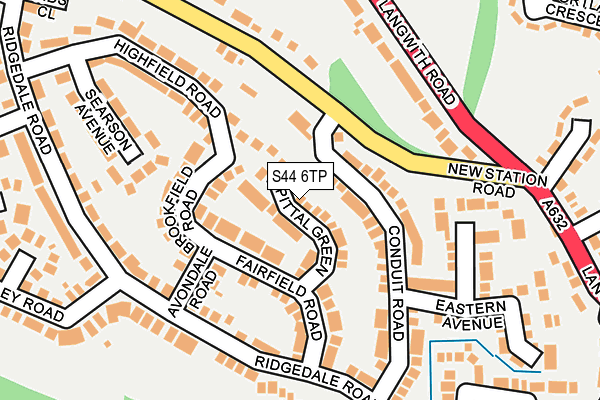 S44 6TP map - OS OpenMap – Local (Ordnance Survey)