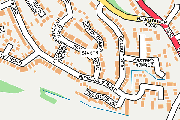 S44 6TR map - OS OpenMap – Local (Ordnance Survey)