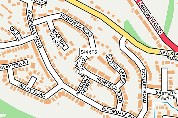 S44 6TS map - OS OpenMap – Local (Ordnance Survey)