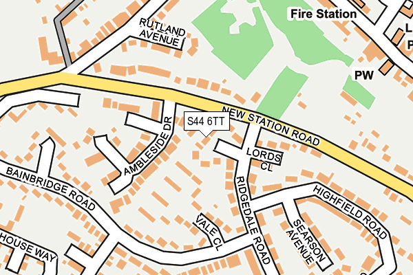 S44 6TT map - OS OpenMap – Local (Ordnance Survey)