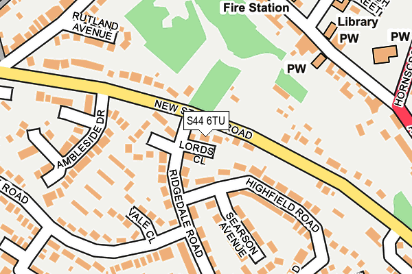 S44 6TU map - OS OpenMap – Local (Ordnance Survey)