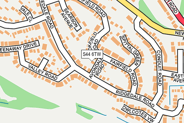 S44 6TW map - OS OpenMap – Local (Ordnance Survey)