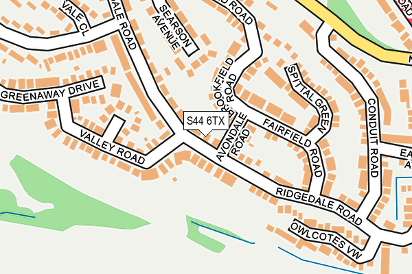 S44 6TX map - OS OpenMap – Local (Ordnance Survey)