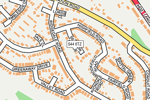S44 6TZ map - OS OpenMap – Local (Ordnance Survey)