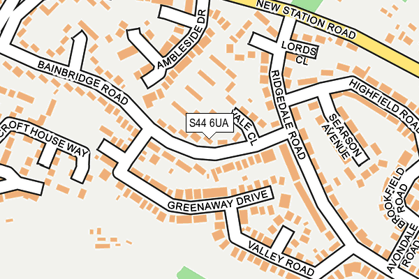 S44 6UA map - OS OpenMap – Local (Ordnance Survey)