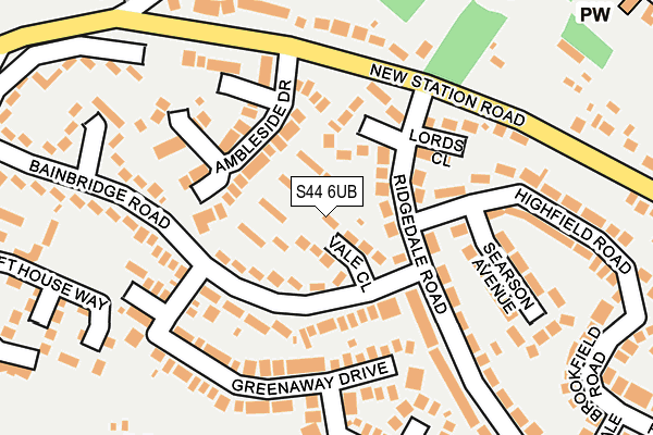 S44 6UB map - OS OpenMap – Local (Ordnance Survey)