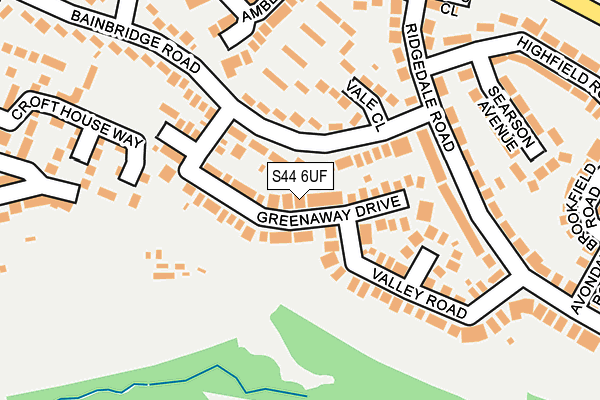 S44 6UF map - OS OpenMap – Local (Ordnance Survey)