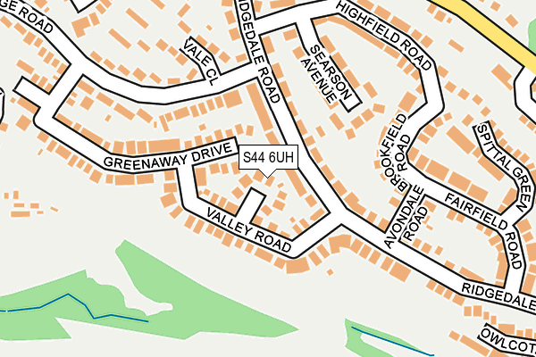 S44 6UH map - OS OpenMap – Local (Ordnance Survey)