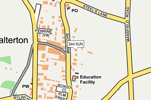 S44 6UN map - OS OpenMap – Local (Ordnance Survey)