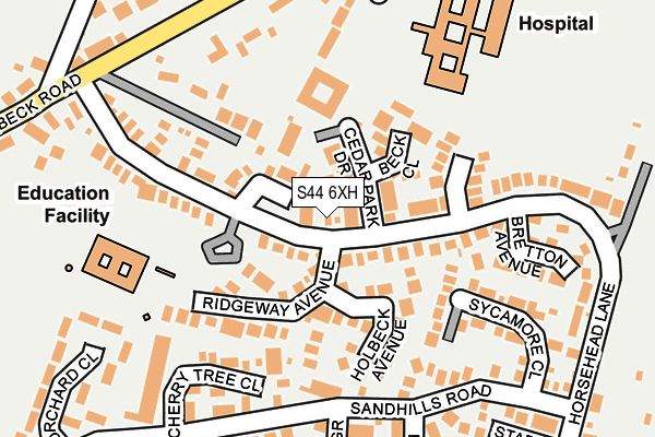 S44 6XH map - OS OpenMap – Local (Ordnance Survey)