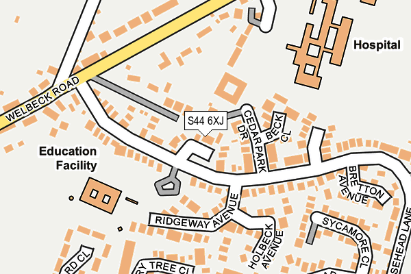S44 6XJ map - OS OpenMap – Local (Ordnance Survey)