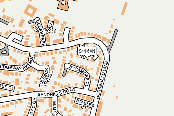 S44 6XN map - OS OpenMap – Local (Ordnance Survey)