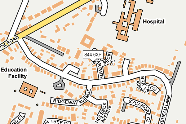S44 6XP map - OS OpenMap – Local (Ordnance Survey)