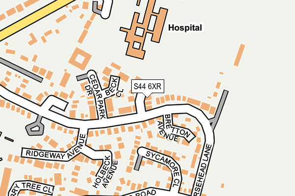 S44 6XR map - OS OpenMap – Local (Ordnance Survey)