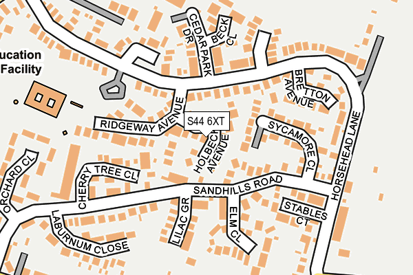 S44 6XT map - OS OpenMap – Local (Ordnance Survey)