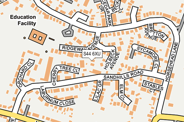 S44 6XU map - OS OpenMap – Local (Ordnance Survey)