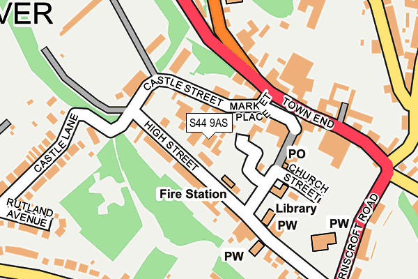 S44 9AS map - OS OpenMap – Local (Ordnance Survey)