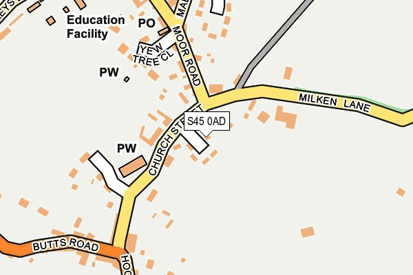S45 0AD map - OS OpenMap – Local (Ordnance Survey)