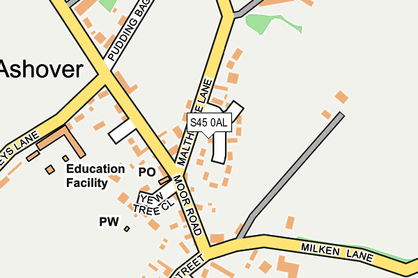 S45 0AL map - OS OpenMap – Local (Ordnance Survey)