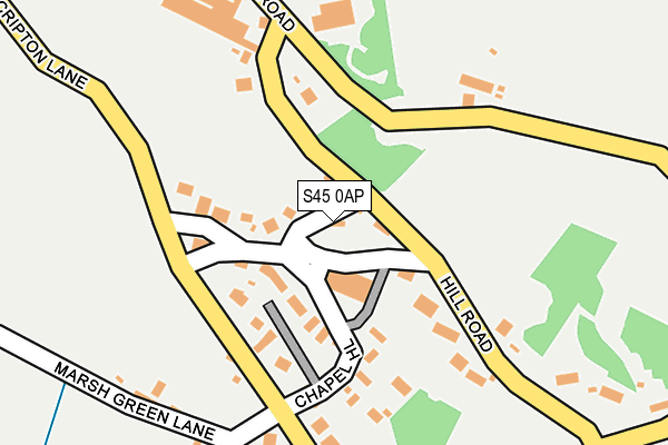 S45 0AP map - OS OpenMap – Local (Ordnance Survey)
