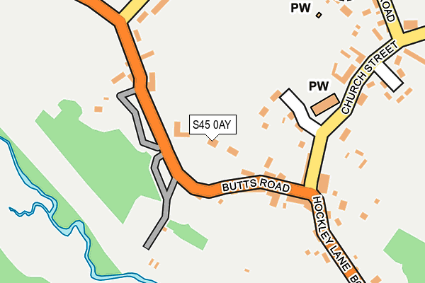 S45 0AY map - OS OpenMap – Local (Ordnance Survey)