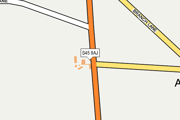 S45 8AJ map - OS OpenMap – Local (Ordnance Survey)