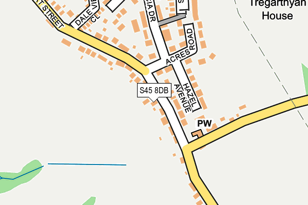 S45 8DB map - OS OpenMap – Local (Ordnance Survey)