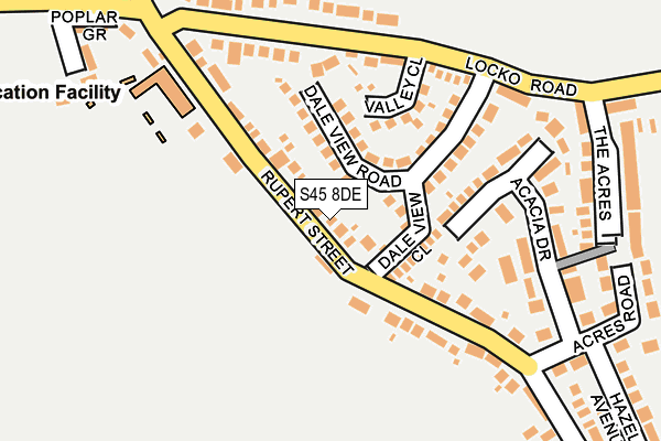 S45 8DE map - OS OpenMap – Local (Ordnance Survey)