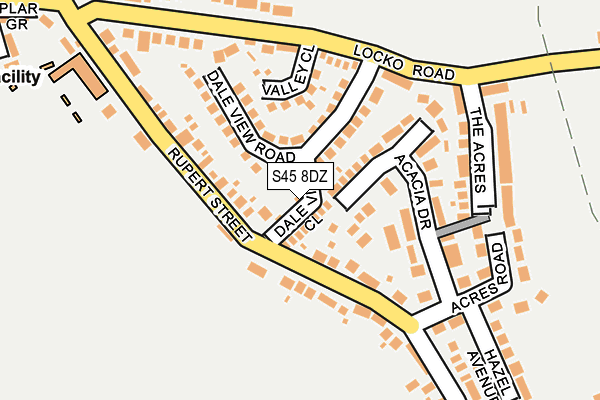 S45 8DZ map - OS OpenMap – Local (Ordnance Survey)
