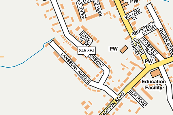 S45 8EJ map - OS OpenMap – Local (Ordnance Survey)