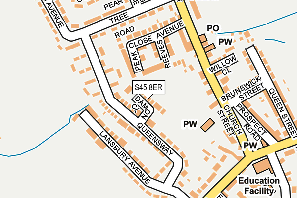 S45 8ER map - OS OpenMap – Local (Ordnance Survey)