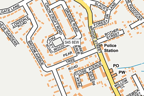 S45 8EW map - OS OpenMap – Local (Ordnance Survey)