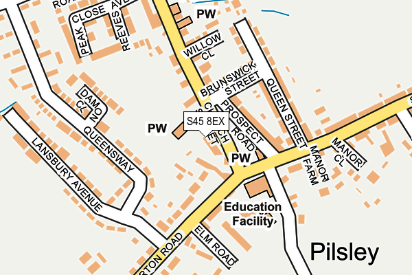 S45 8EX map - OS OpenMap – Local (Ordnance Survey)