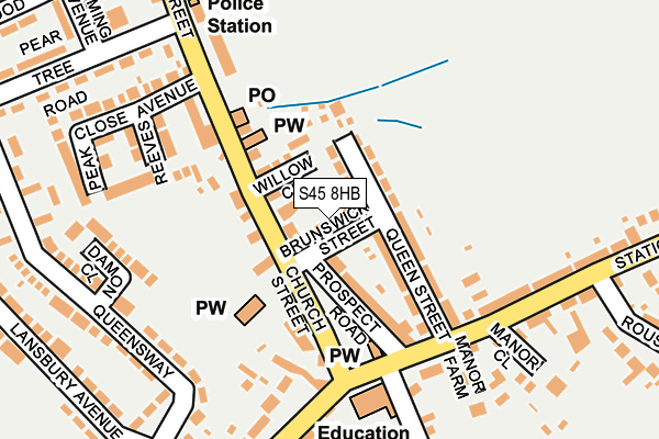 S45 8HB map - OS OpenMap – Local (Ordnance Survey)