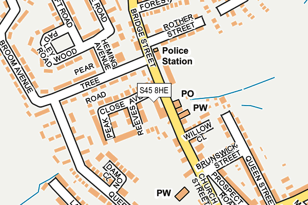 S45 8HE map - OS OpenMap – Local (Ordnance Survey)